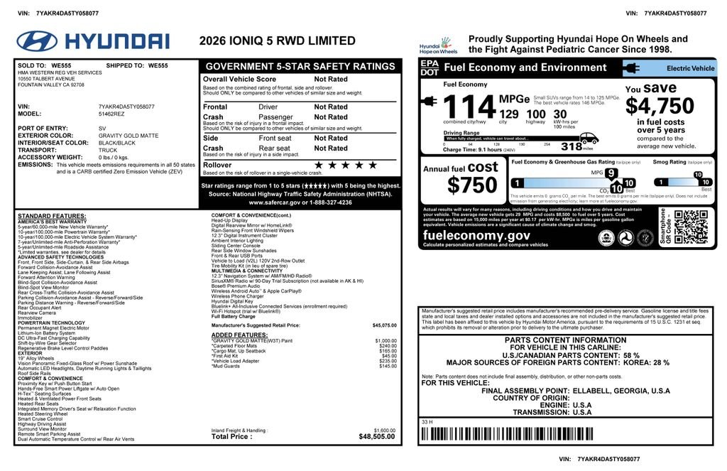 hyundai ioniq 5 2026 7YAKR4DA5TY058077 image hyundai ioniq 5 2026 7YAKR4DA5TY058077 image